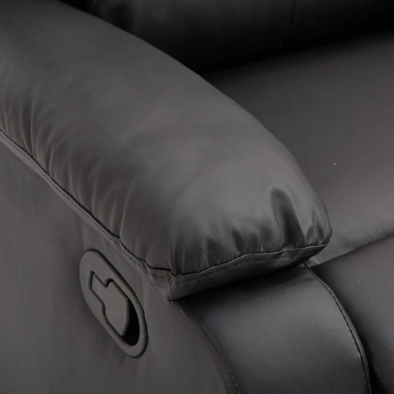 HomCom PU Leather Traditional Manual Recliner Chair - Black