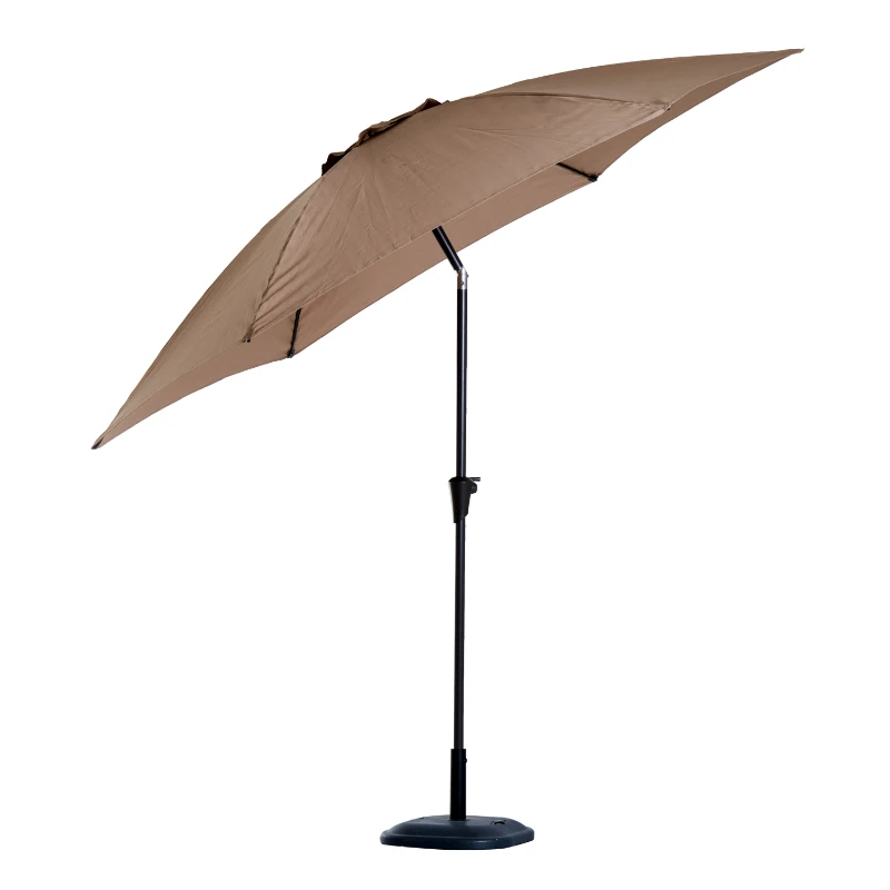 Outsunny 10’ Aluminum Outdoor Patio Umbrella with Tilt and Crank – Latte Brown