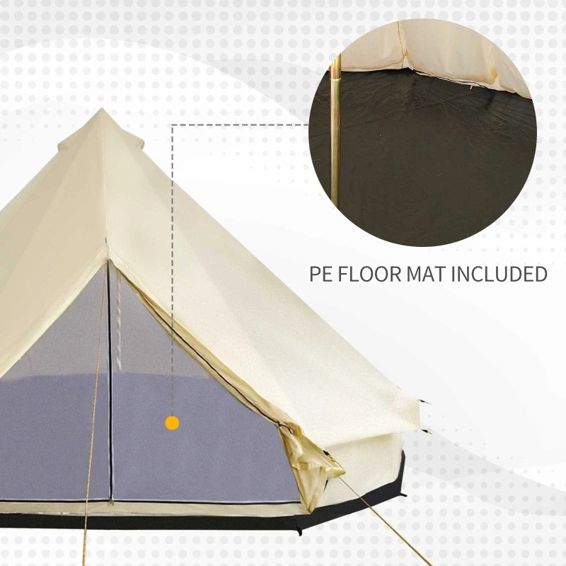 Outsunny 16' Spacious Interior 10 Person Family Boho Glamping Teepee Tent - Beige