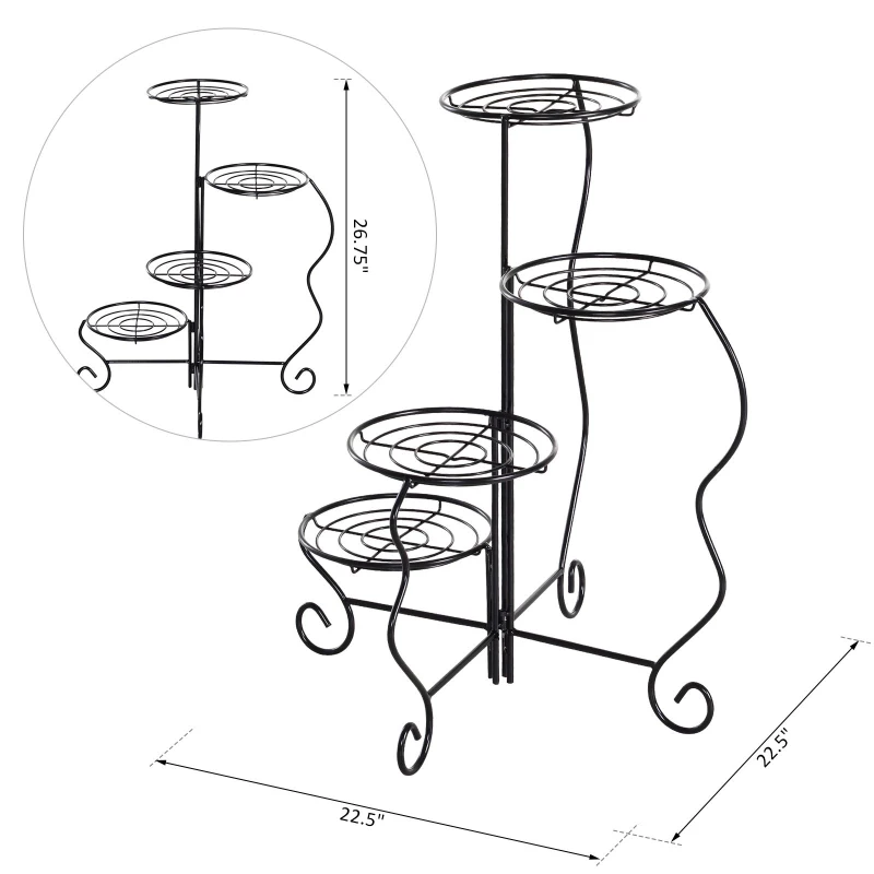 Outsunny 4-Tier Folding Flower Pot Stand Display Table for an Elegant Indoor/Outdoor Decorative Touch