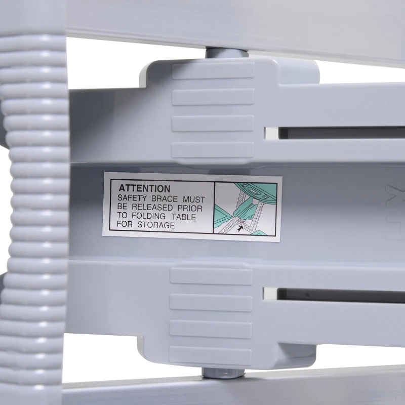 Outsunny Outdoor Picnic Table Chair 4-Seat Set Folding Patio Furniture w/Umbrella Hole - Grey