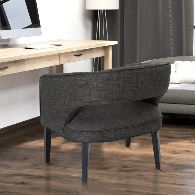 HOMCOM Ergonomic Open Back Birch Legs Upholstered Barrel Chair w/ Armrest