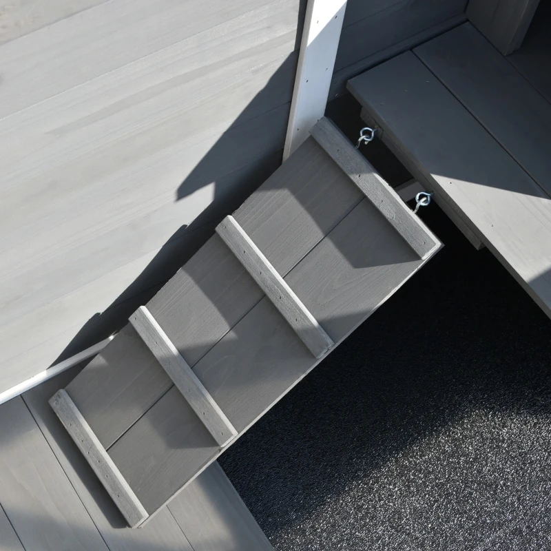 PawHut Outdoor Rabbit Enclosure Solid Wood Pet House with a Main Room for Sleeping and a Cage Area for Playing - Indoor/Outdoor