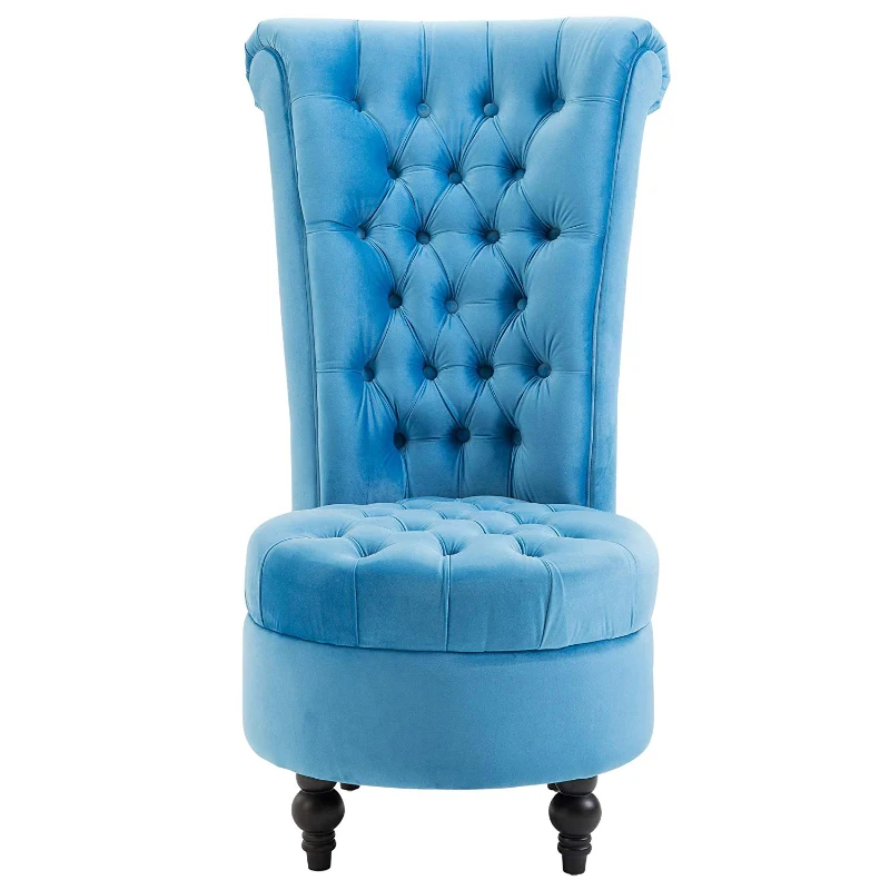 HomCom Elegant Royal High Back Velveteen Tufted Accent Chair, Blue
