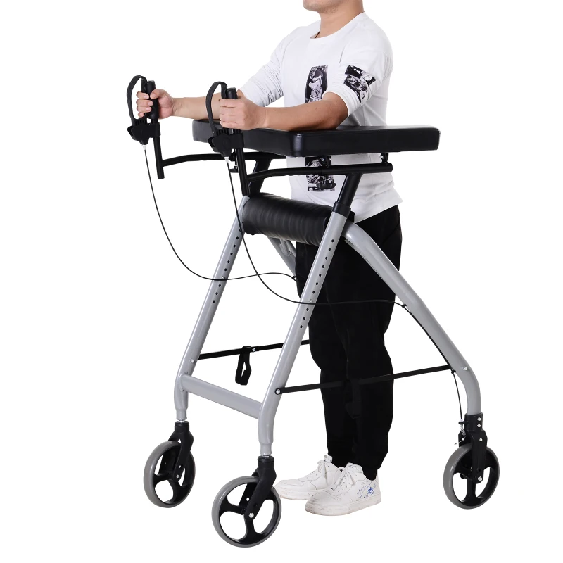 HOMCOM Aluminum Rollator Walker for Seniors Get Outside with 4 Large Wheels & Brakes and Foldable Design