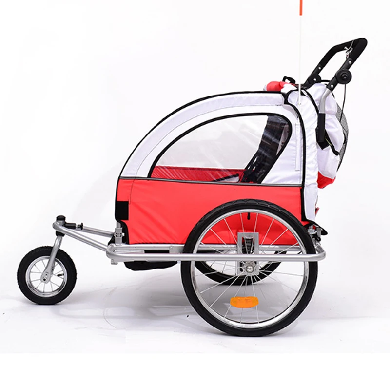Aosom Elite II 3in1 Double Child Bike Trailer, Stroller & Jogger - Red/ White