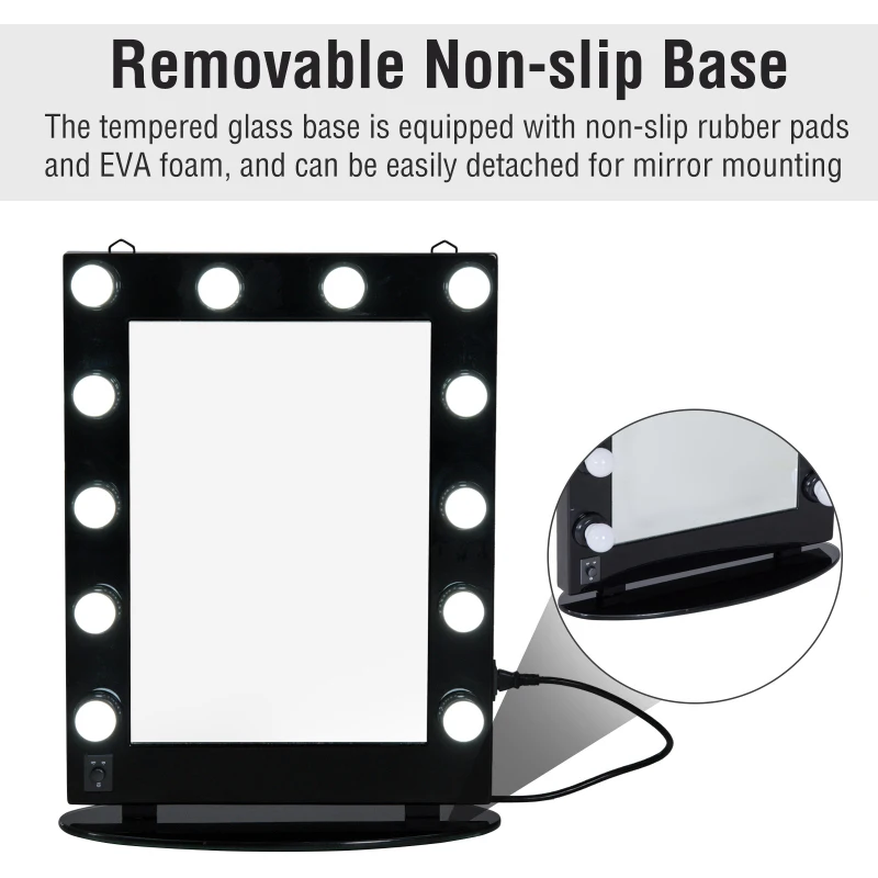 HomCom LED Lighted Make-Up Vanity Mirror - Black