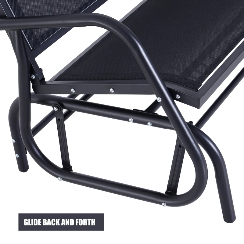 Outsunny Outdoor Front Porch Curved Loveseat Glider Rocker Bench Chair - Black