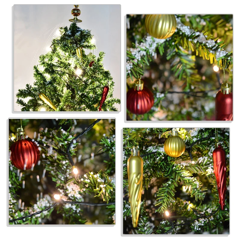 HOMCOM 4.5' Pre-Lit Musical Tabletop Snowing Artificial Christmas Tree with Umbrella Base and Ornaments  Green