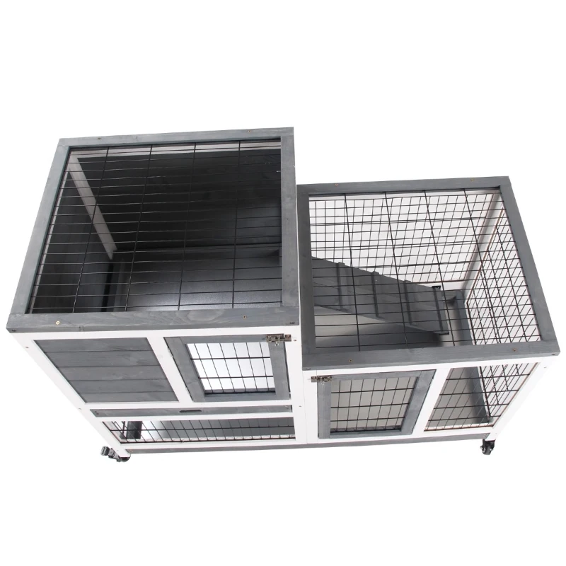 PawHut Deluxe Rabbit Hutch with Spacious Run, Indoor Bunny Cage, Pull-Out Tray for Easy Cleaning, Ideal for Small Animals