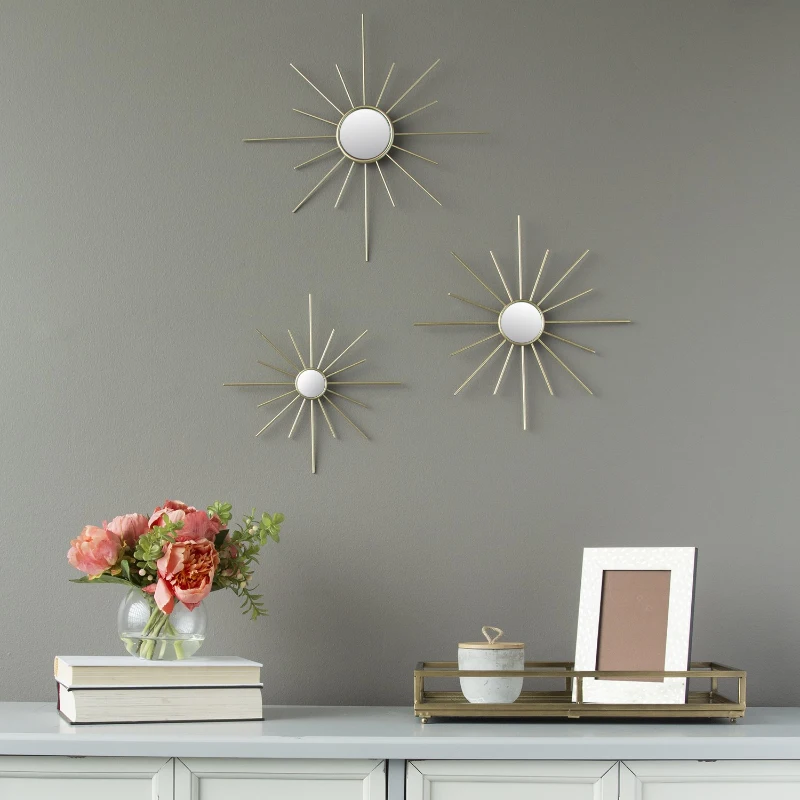 Stratton Set of 3 Gold Mirror Burst Wall Decor