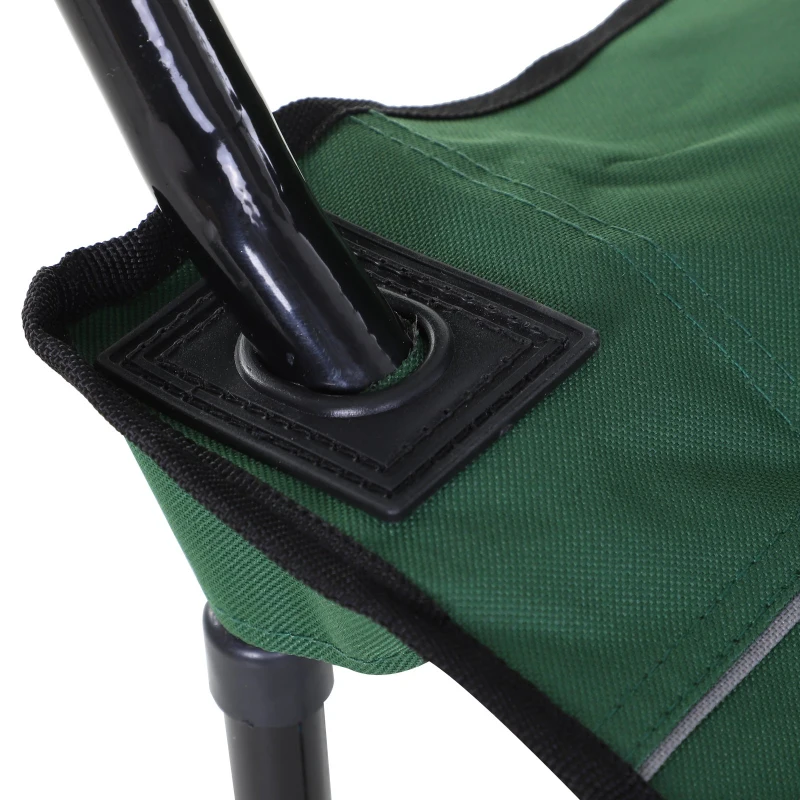 Outsunny Oxford Sports Folding Metal Camping Chair with an Overhead Shade Canopy & an Included Side Cup Holder - Green