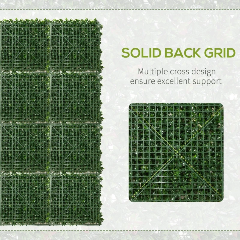 Outsunny 12 PCS 20" x 20" Artificial Boxwood Wall Panel Sweet Potato Leaf Privacy Fence