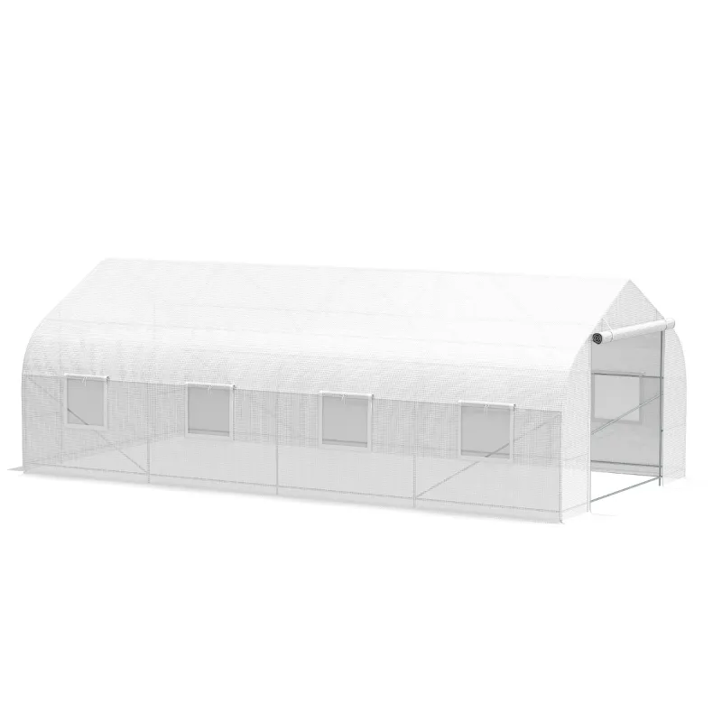 Outsunny 20x10x7ft Walk-in Outdoor Tunnel Greenhouse Portable Backyard Plant Growth Shed Warm House - White