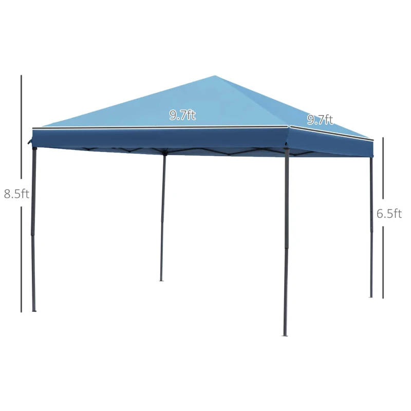 Outsunny 10' x 10' Pop Up Canopy Tent with Netting, Instant Gazebo, Ez up Screen House Room with Carry Bag, Height Adjustable, for Outdoor, Garden, Patio, Light Blue