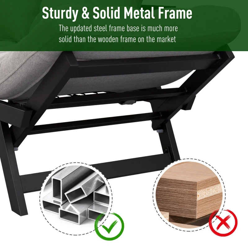 HOMCOM Click Clack Couch Convertible Futon Sleeper Sofa Bed - Modern - Linen Fabric  61" L Light Grey