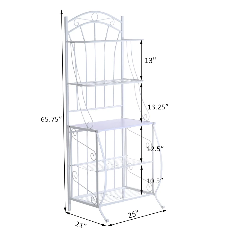 HomCom 66" Steel Indoor Bakers Rack (White)