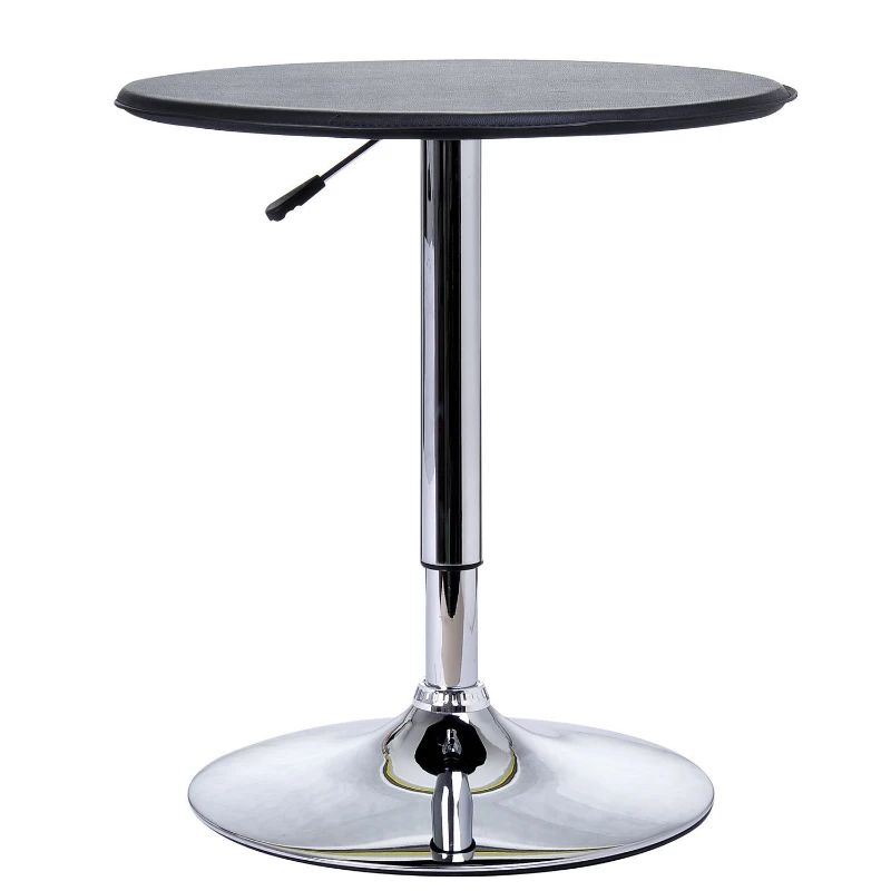 HomCom 25" Round Indoor Home Pub Bar Table Adjustable Bistro Counter Round Swivel Top - Black and Silver