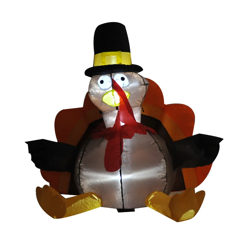 HomCom 3.5ft Outdoor Thanksgiving Inflatable - Mega Pilgrim Turkey