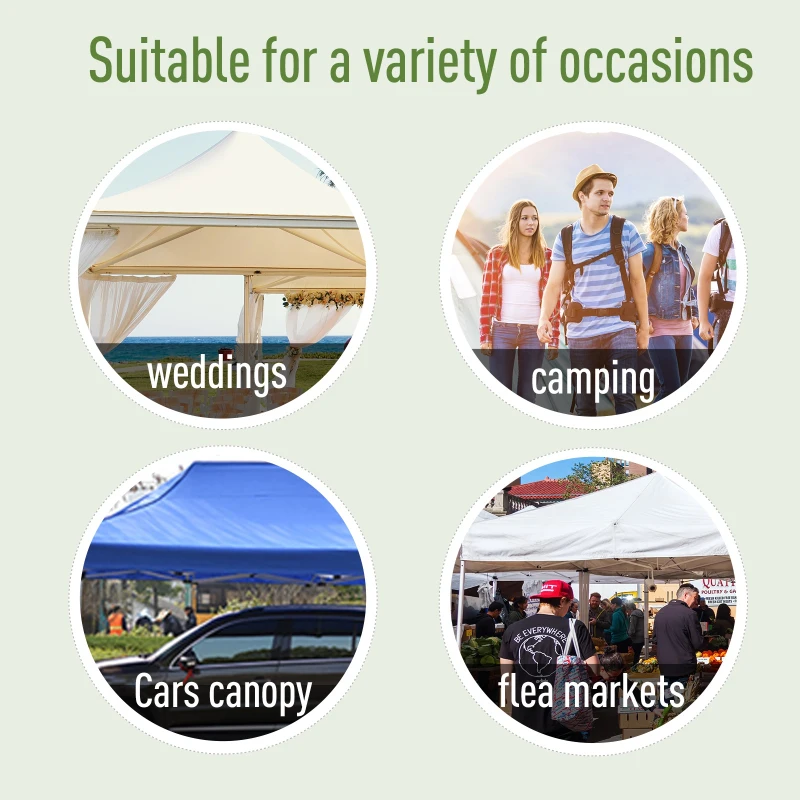 9.7' Square Outdoor Pop-Up Party Tent Patio Gazebo with Netting & Shade Canopy, Tan - Ideal for Gatherings & Events