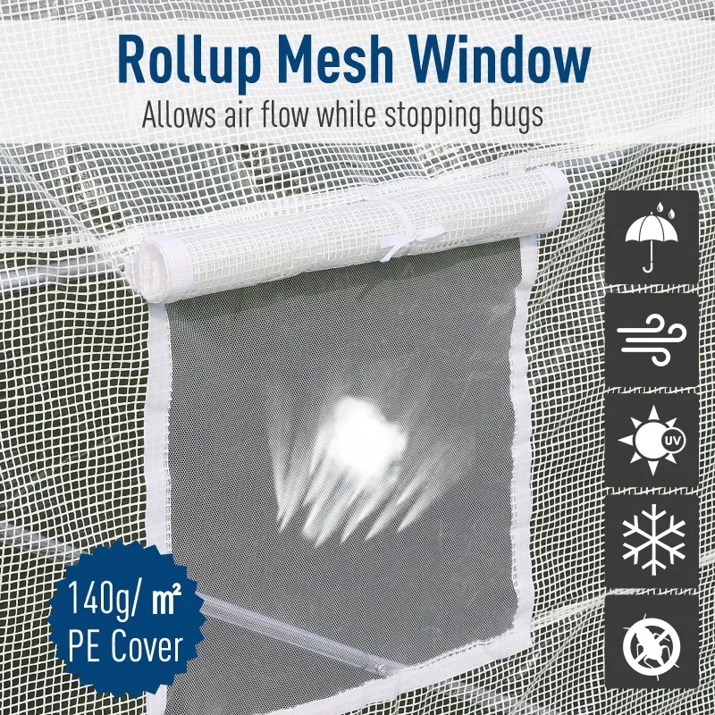 Outsunny 20x10x7ft Walk-in Outdoor Tunnel Greenhouse Portable Backyard Plant Growth Shed Warm House - White