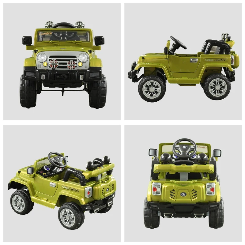 Aosom Ride On Car Off Road Truck SUV 12V Kids Electric Battery Powered Off Road Truck with Remote Control and MP3, Adjustable Speed, Green