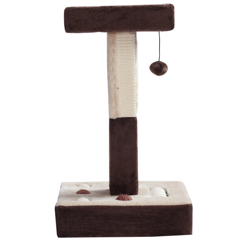 PawHut 2-Tier Cat Tree Tower Scratching Post Furniture with Mice Toy Sisal Ball Roller - Beige / Coffee Brown