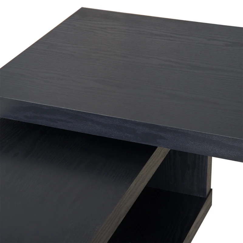 HomCom Foldable Convertible Rotating Office Desk Shelf Combo Writing Table - Black