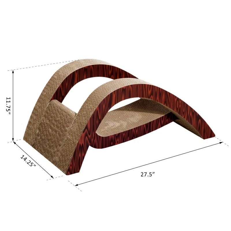 PawHut Arch Bridge Style Cat Scratcher Lounge Corrugated Cardboard Bed Play Toy