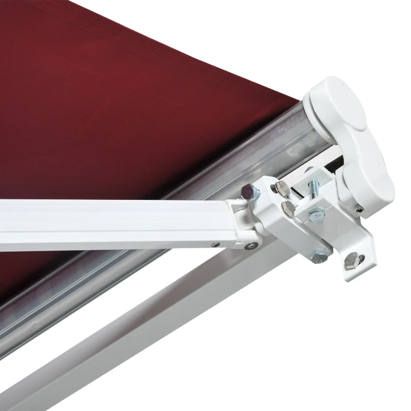 Outsunny 78" Manual Retractable Door & Window Awning - Wine Red
