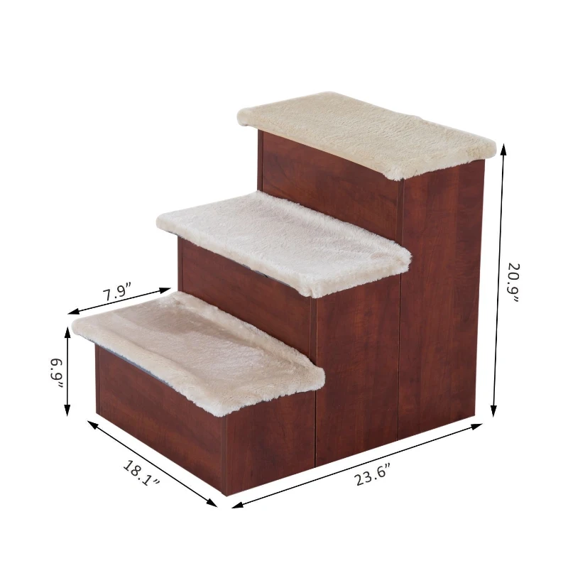 PawHut 3 Step Portable Pet Stairs Ramp Easy Climb Step with Storage Compartments