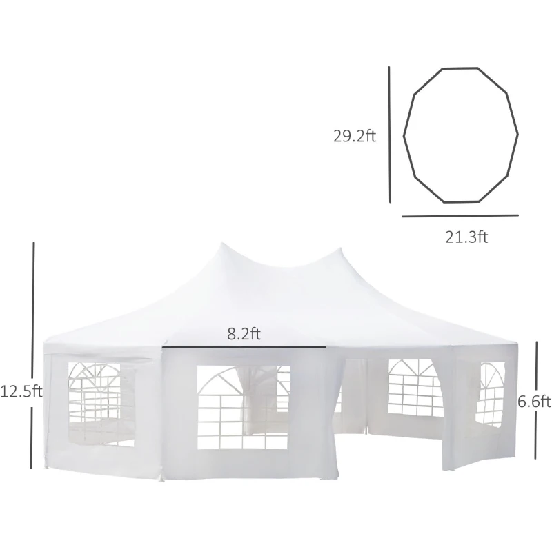 Outsunny 29' x 20' Large 10-Wall Social Event Wedding Reception Castle Gazebo Canopy Tent - White