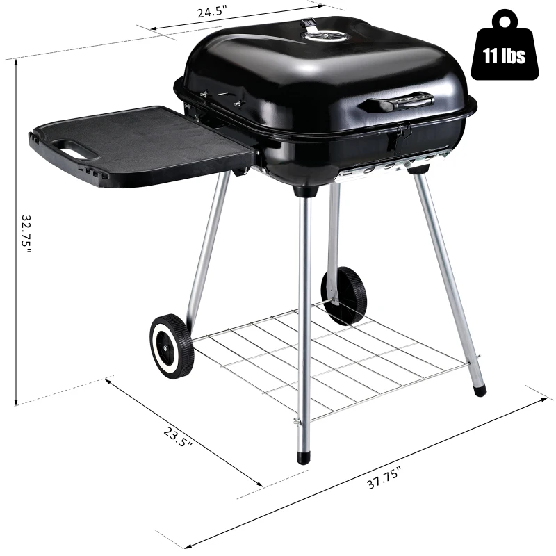 Outsunny Portable Charcoal Grill, 22" Steel BBQ for Camping & Backyard Cooking, Compact Design with Easy Carry Handle