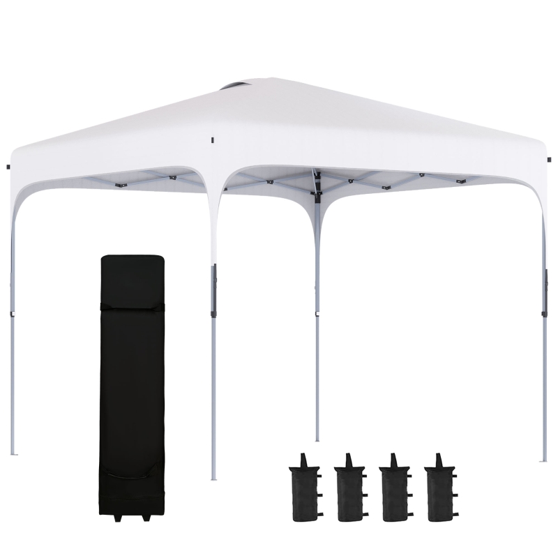 Outsunny Pop Up Gazebo Foldable Canopy Tent with Wheeled Carry Bag & 4 Leg Weight Bags