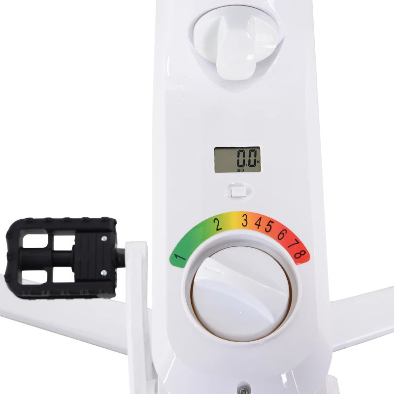 Soozier 2-in-1 Stationary Exercise Bike and Tabletop Workstation with LCD Monitor  White