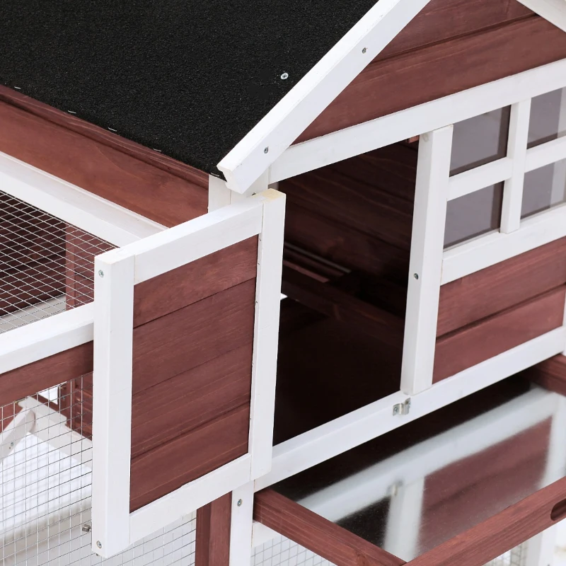 PawHut 48" Wooden Rabbit Hutch Bunny Cage Pet House w/Ladder and Outdoor Run