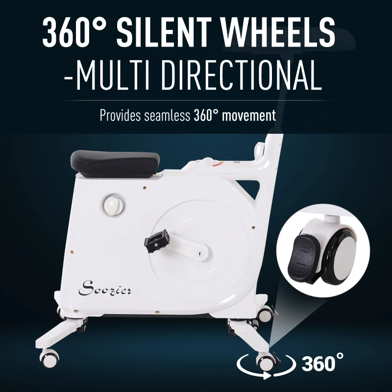 Soozier 2-in-1 Stationary Exercise Bike and Tabletop Workstation with LCD Monitor  White