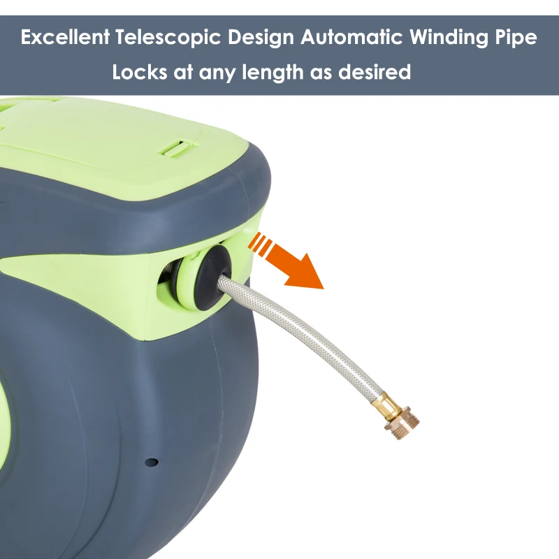 Outsunny 100’ Plastic Portable Outdoor Wall Mount Retractable Water Hose Reel