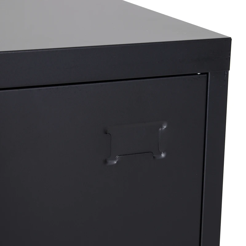HomCom 36" Counter Height Metal Locking Storage Cabinet with 2 Adjustable Shelves - Black