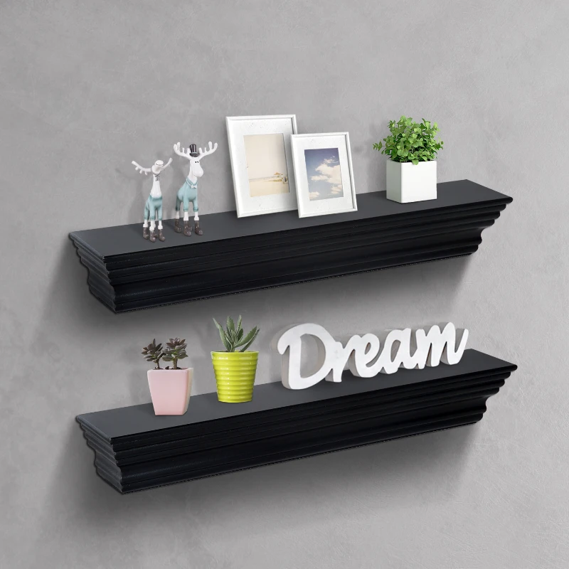 HomCom 24” 2 Piece Modern Floating Shelf Wall Mount Bookshelf - Black