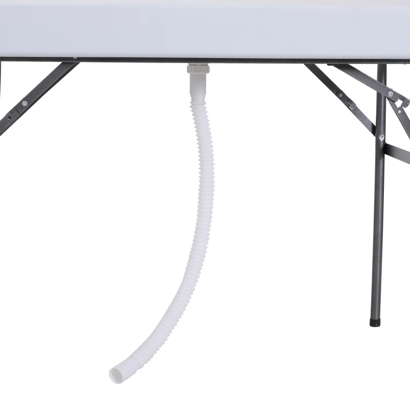 Outsunny Folding Table Fish Fillet Camping Picnic Outdoor Gardening Table w/ Sink - White