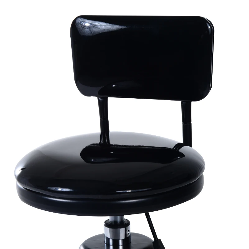HomCom Adjustable Height Swivel Shop Stool w/ Backrest - Black