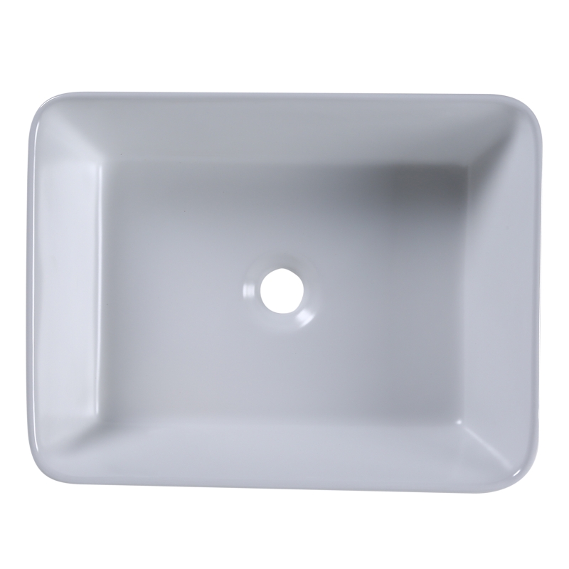 kleankin Rectangular Vessel Sink Above Counter Art Basin Porcelain Ceramic Bathroom Vanity Sink - Matte White