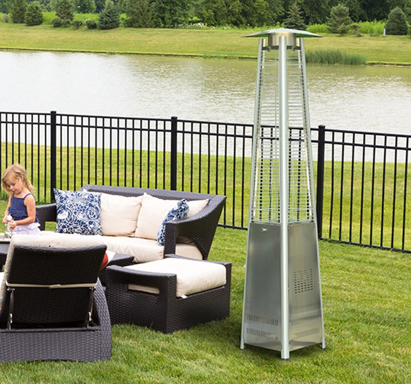 Outsunny 90" Stainless Steel Pyramid Patio Heater with Wheels