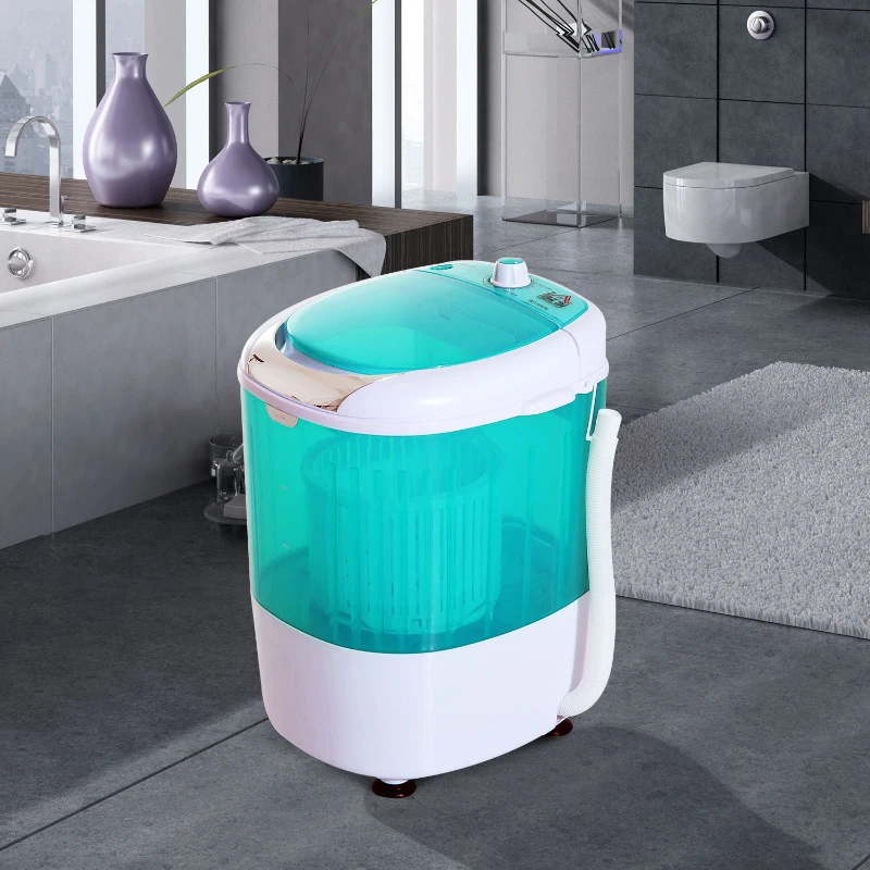 HomCom 2-In-1 Electric 5.5 Pound Capacity Mini Portable Washing Machine And Air Spin Dryer - Green