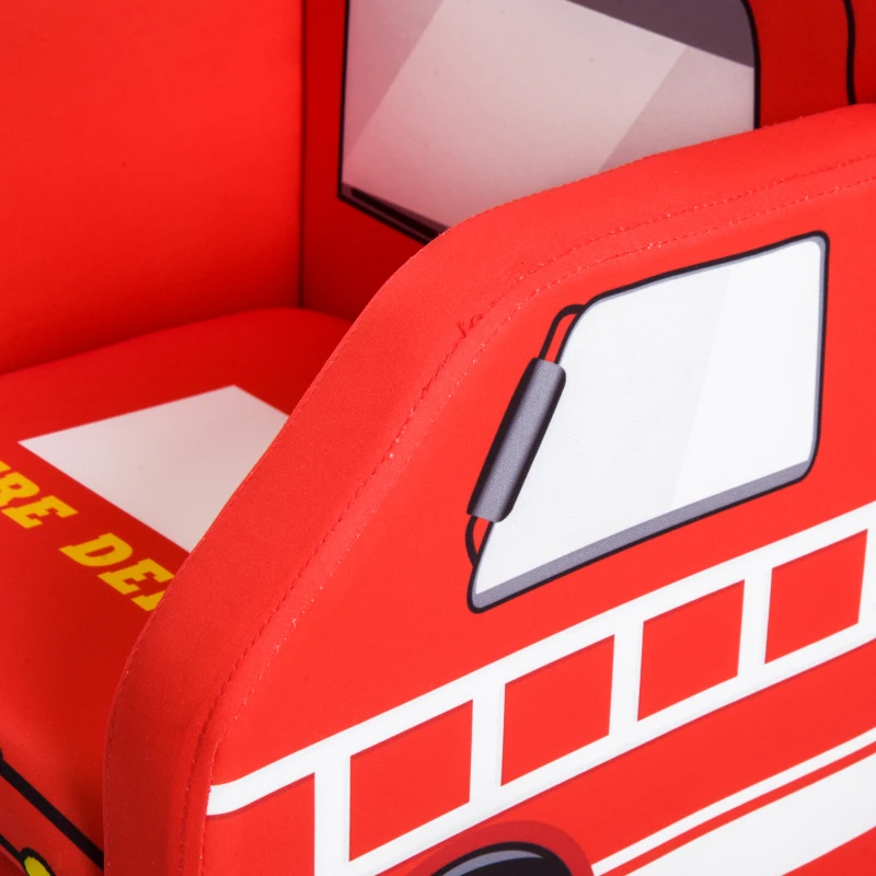 Qaba Kid's Sofa Chair Fire Truck Shape Storage Box 17" Multi Spandex Storage Sofa Chair - Fire Engine