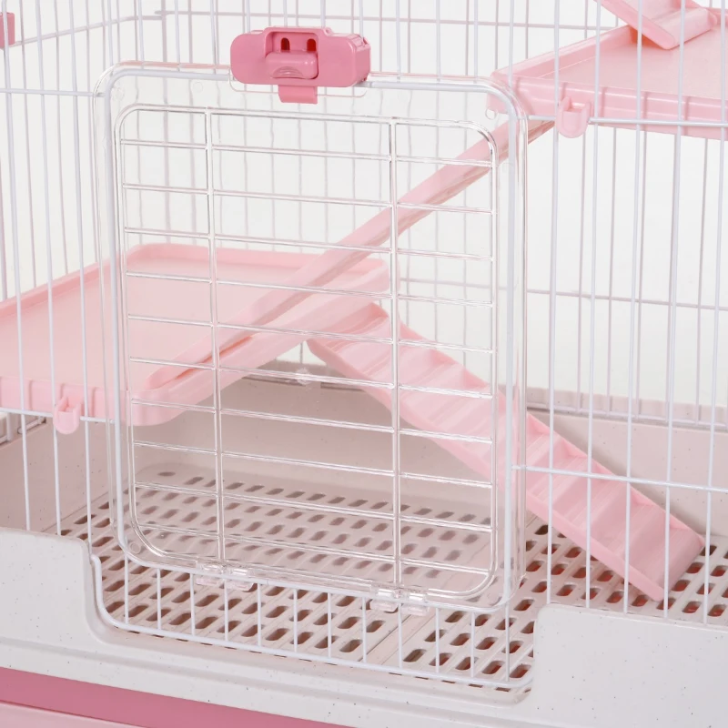 PawHut 6-level Indoor Rabbit Enclosure Small Animal Hutch Pink