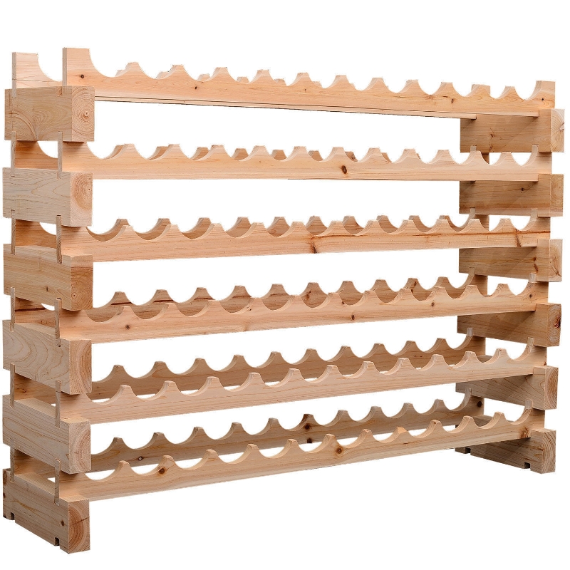 72 Bottles Solid Natural Wood Free Standing Wine Rack Storage 6