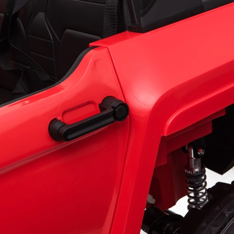 Aosom 12V Ride On Car 2- Seat SUV Truck w/ Remote Control & 3 Speeds & LED Light Bar and Audio Input - Red