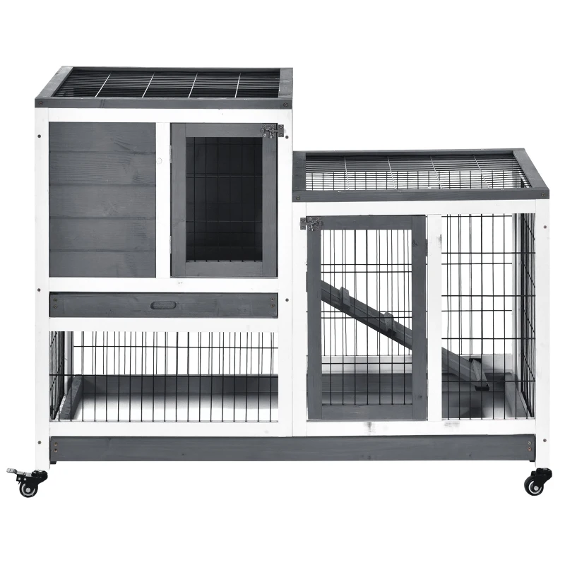 PawHut Deluxe Rabbit Hutch with Spacious Run, Indoor Bunny Cage, Pull-Out Tray for Easy Cleaning, Ideal for Small Animals